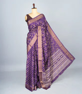 Purple Woven Synthetic Dola Silk Saree With Floral Motifs-BL4648