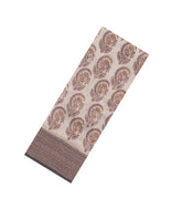 Cream Printed Chanderi Cotton Saree With Zari Border-CC1558