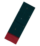 Teal Handloom Bengal Cotton Saree With Coin Buttas-BG1832