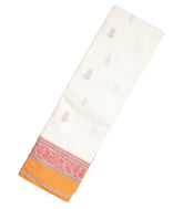 White Handloom Kanchi Cotton Saree With Gandaberunda Buttas-KC1527