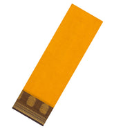 Mustard Woven Chettinad Cotton Saree With Stripes & Contrast Border-CN1915