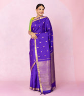 Purple Handloom Kanchipuram Silk Saree With Zari Buttas-KA16347