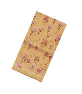 Sandal Printed Linen Saree With Floral Motifs-LI0730