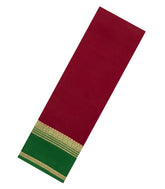 Crimson Woven Mysore Silk Saree With Contrast Green Border-MS3264