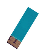 Cyan Woven Art Crepe Saree With Zari Checks & Contrast Border-BL5127