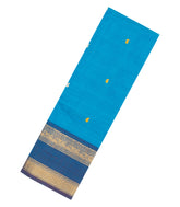 Turquoise Woven Chettinad Cotton Saree With Buttas & Contrast Border-CN1920