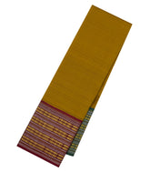 Oil Mustard Handloom Korvai Kanchipuram Silk Saree With Ganga Jamuna Border-KA14496