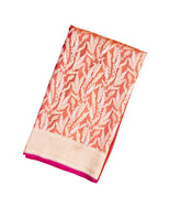 Orange Handloom Organza Satin Soft Silk Saree With Floral Vine Motifs-SO4083