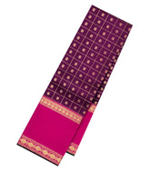Magenta Handloom Kanchipuram Silk Saree With Checks & Buttas-KA14829