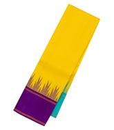 Lemon Yellow Handloom Korvai Kanchipuram Silk Saree With Ganga Jamuna Border-KA13936