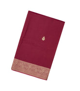 Maroon Woven Blended Tussar Saree With Embroidered Floral Motifs-EN1836