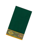Dark Green Handloom Silk Cotton Saree With Tie & Dye Border-SC4647