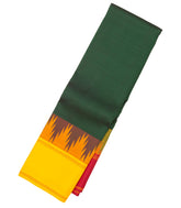 Bottle Green Handloom Korvai Kanchipuram Silk Saree With Ganga Jamuna Border-KA13223