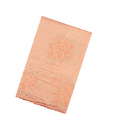 Peach Embroidered Synthetic Crushed Tissue Saree With Floral Motifs-SY0588