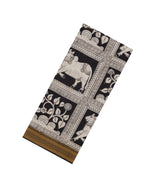Black Printed Kalamkari Cotton Saree With Zari Border-KAL1219