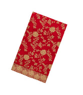 Red Woven Art Crushed Georgette Saree With Embroidered Floral Motifs-BL4968