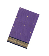 Lavender Handloom Soft Silk Cotton Saree With Zari Stripes & Buttas-SC4255