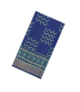 Dark Blue Handloom Rajkot Patola Dupion Silk Saree With Zari Border-IK0473