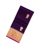 Purple Handloom Banarasi Organza Silk Saree With Floral Motifs-BE1574