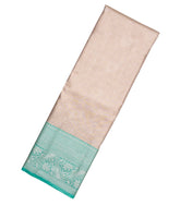 Aquamarine Woven Synthetic Tissue Saree With Floral Motifs & Peach Border-BL4352