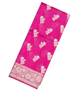 Hot Pink Woven Dupion Silk Saree With Floral Buttas-DS0509