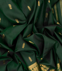 Bottle Green Handloom Kuraloviyam Silk Saree With Buttas-KA12116