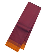 Maroon Handloom Korvai Kanchipuram Silk Saree With Thread Work Border-KA15703