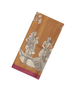 Beige Printed Synthetic Tussar Silk Saree With Contrast Border-SY0104