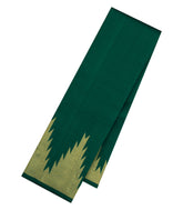 Dark Green Handloom Kanchipuram Silk Saree With Temple Border-KA15051-Dark Green