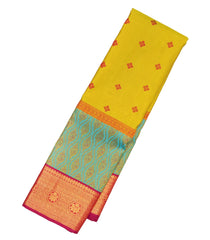 Lime Yellow Handloom Korvai Japan Silk Saree With Japanese Motifs-KA12635