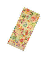 Yellow Woven Pure Chiffon Silk Saree With Printed Floral & Peacock Motifs-PS0589