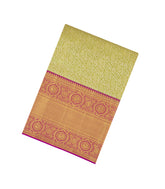 Cardamom Green Handloom Kanchipuram Tissue Silk Saree With Floral Motifs & Contrast Border-KA13510