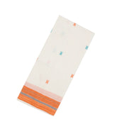 White Handloom Bengal Cotton Saree With Cross Buttas -BG1457
