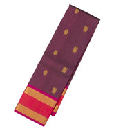 Magenta Handloom Kanchipuram Silk Saree With Stripes & Buttas-KA13315