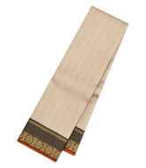 Taupe Handloom Korvai Kanchipuram Silk Saree With Zari Stripes-KA15482