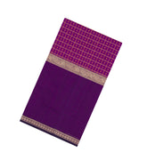 Magenta Handloom Muppagam Silk Cotton Saree With Checks-SC4352