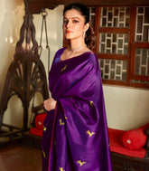 Magenta Handloom Kanchipuram Silk Saree With Deer Buttas