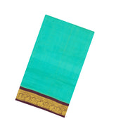 Turquoise Handloom Korvai Silk Cotton Saree With Contrast Border-SC4506