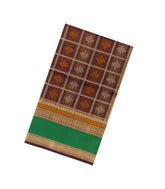 Brown Handloom Silk Cotton Saree With Checks-SC4281