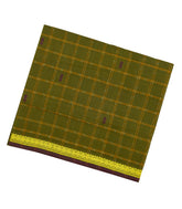 Olive Green Woven Kadapa Cotton Saree With Checks & Buttas-KN0655