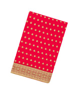 Red Woven Blended Georgette Saree With Embroidered Floral Motifs-EN1893