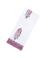 White Printed Jaipur Cotton Saree With Floral Motifs-JC1495