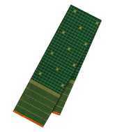 Green Handloom Kanchipuram Silk Saree With Zari Checks-KA15304