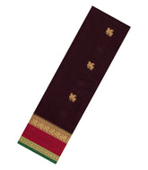 Dark Brown Handloom Kanchi Cotton Saree With Horse Buttas-KC1838