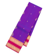 Purple Woven Pure Silk Saree With Zari Buttas & Contrast Border-EC2617