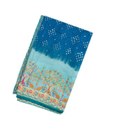 Blue Handloom Bandhani Silk Saree With Tie & Dye Motifs & Meena Hand Embroidery-EN1724