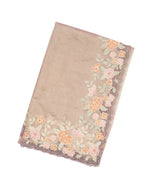 Lavender Woven Crushed Tissue Saree With Floral Embroidery