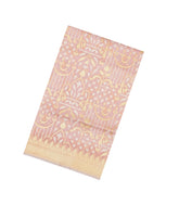 Light Peach Handloom Banarasi Organza Silk Saree With Floral Motifs-BE1838