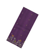 Dark Purple Handloom Soft Tussar Silk Saree With Floral Buttas-TU3734