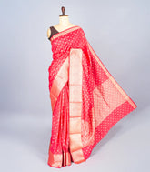 Peach Woven Art Tussar Silk Saree With Floral Motifs-BL4622